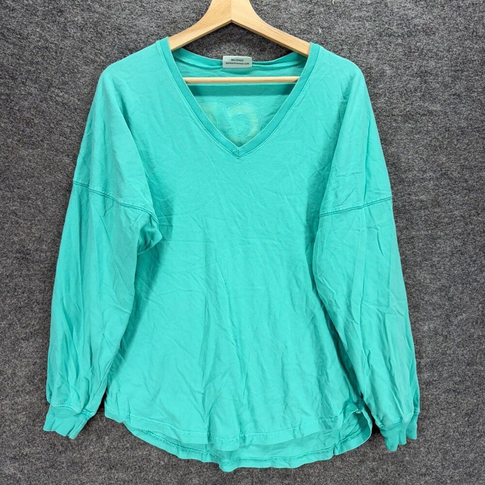 Spirit Sweatshirt Women S Small Blue V-Neck Long Sleeve Pullover Casual Cotton